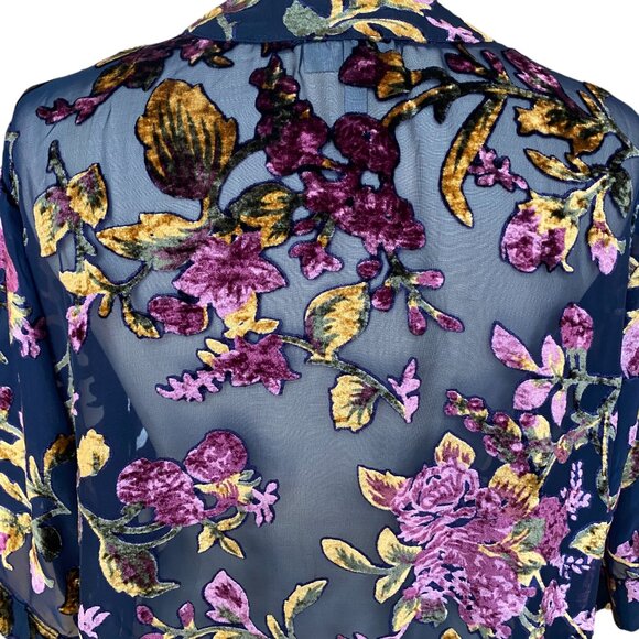 Catherines In-Vogue Velvet Burnout Kimono Festival Whimsigoth Dark Fairy-0X/1X - Picture 10 of 16